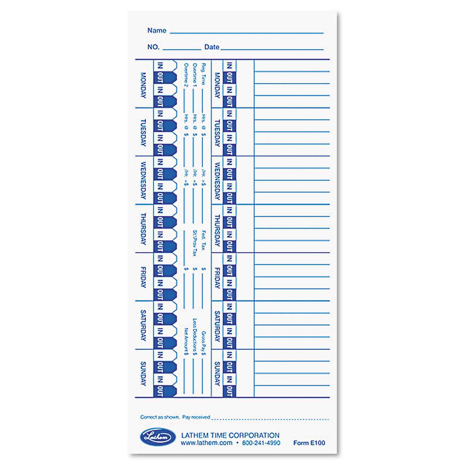 Time Clock Cards for Lathem Time 800P - Image 4