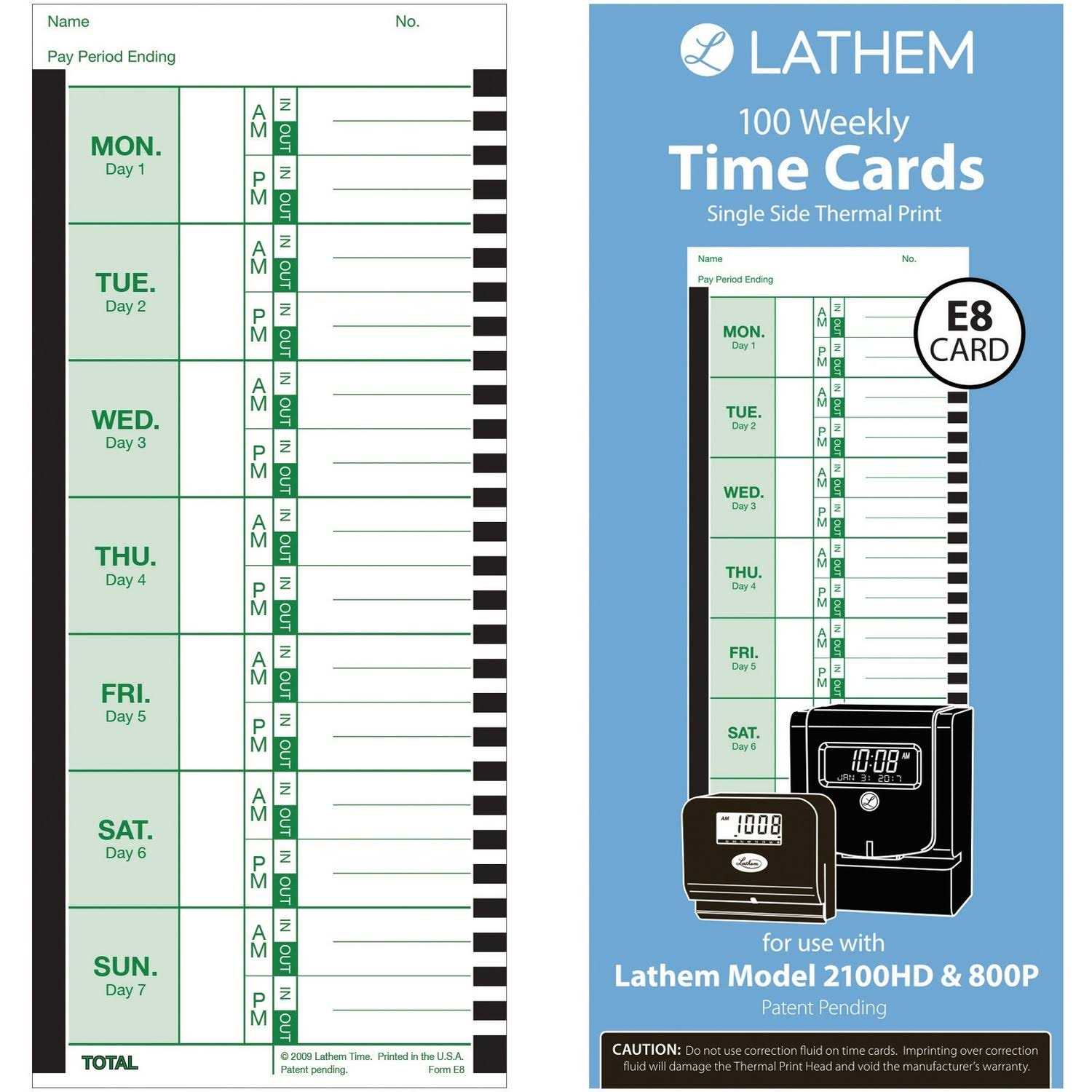 Time Clock Cards for Lathem Time 800P - Image 5