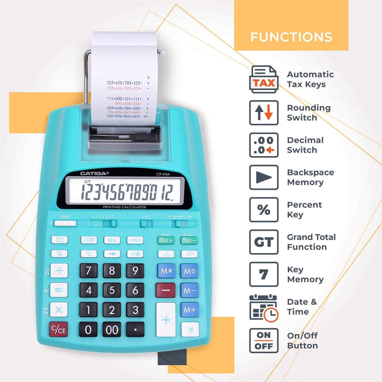 Catiga Electronics Printing Calculator with 12 Digit LCD Display Screen 2.03 Lines/sec - Image 4