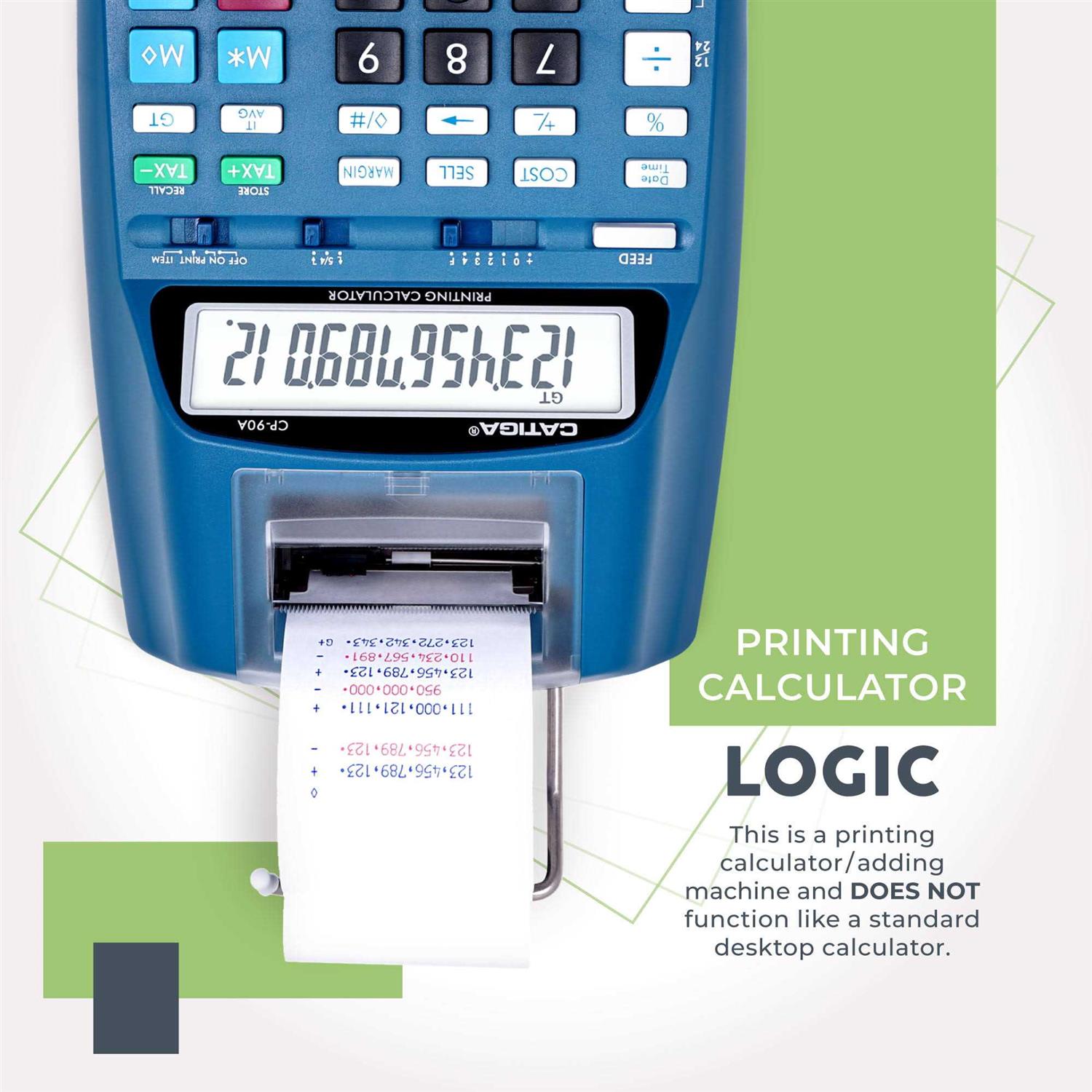 Catiga Electronics Printing Calculator with 12 Digit LCD Display Screen 2.03 Lines/sec - Image 3