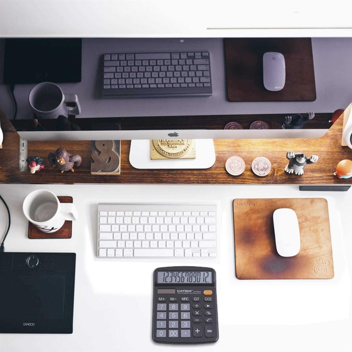 Catiga desktop Calculator 12 digit with Large lcd Display and sensitive button, solar and battery dual power - Image 4