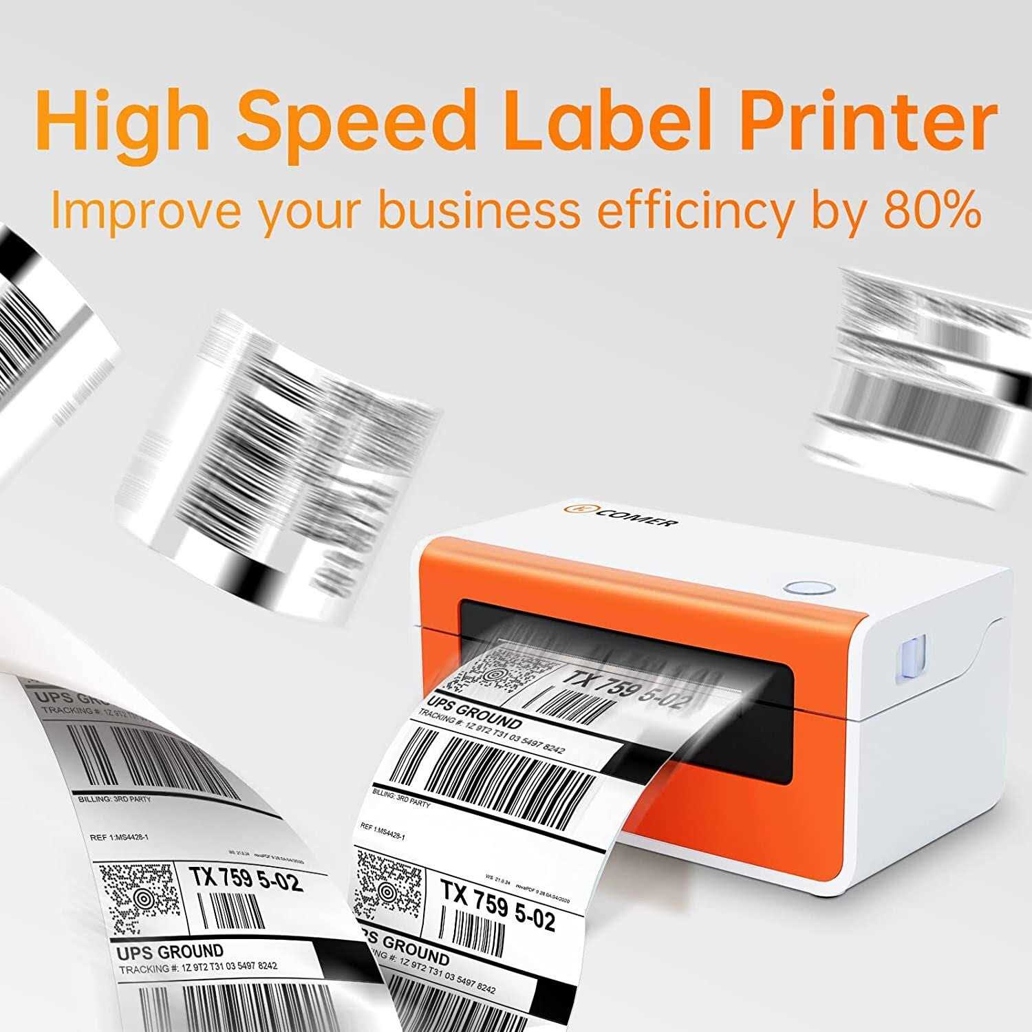 K Comer Shipping Label Printer 150mm/s High-Speed 4x6 Direct Thermal Label Printing for Shipment Package 1-Click Setup on Windows/Mac,Label Maker - Image 5