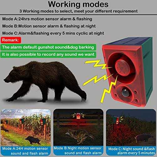 Solar Outdoor Motion Sensor Alarm Dog Barking & Gunshot Sound 130db Motion Detector Alarm Light,with Remote Controller for Home - Image 3