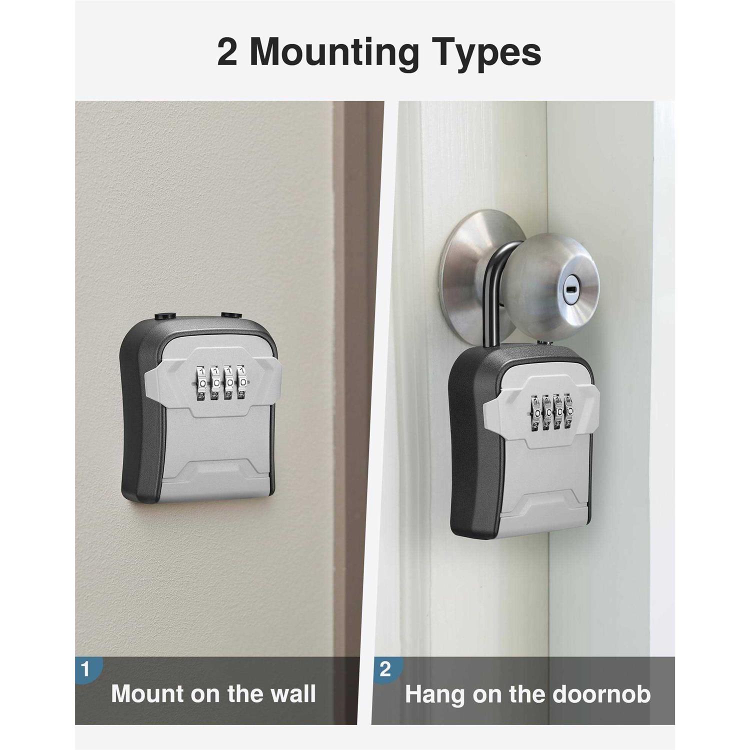 Puroma Lock Box Key Lock Box Wall Mount & Portable Combination Lockbox with Resettable Code - Image 4