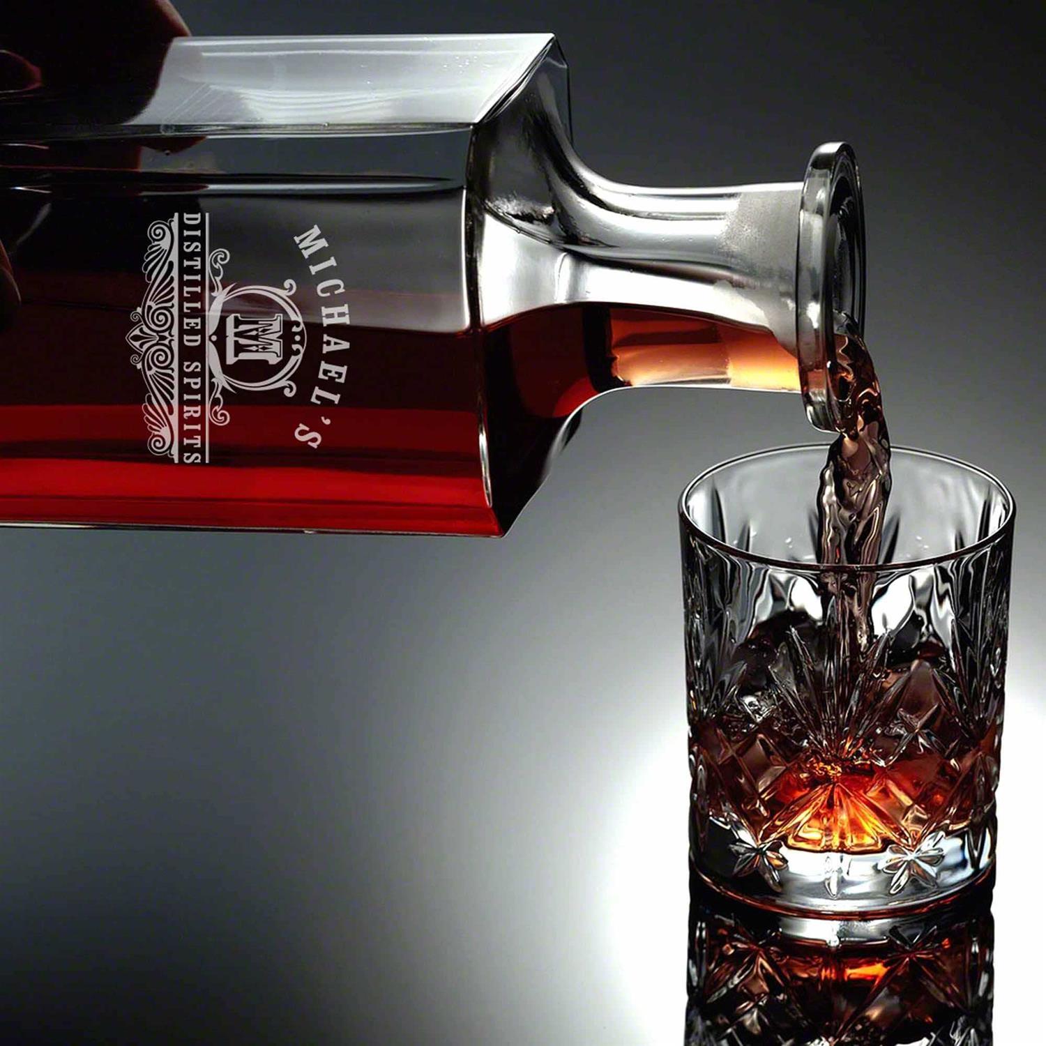 Personalized Whiskey Decanter Set with Stained Wood Box - Image 5