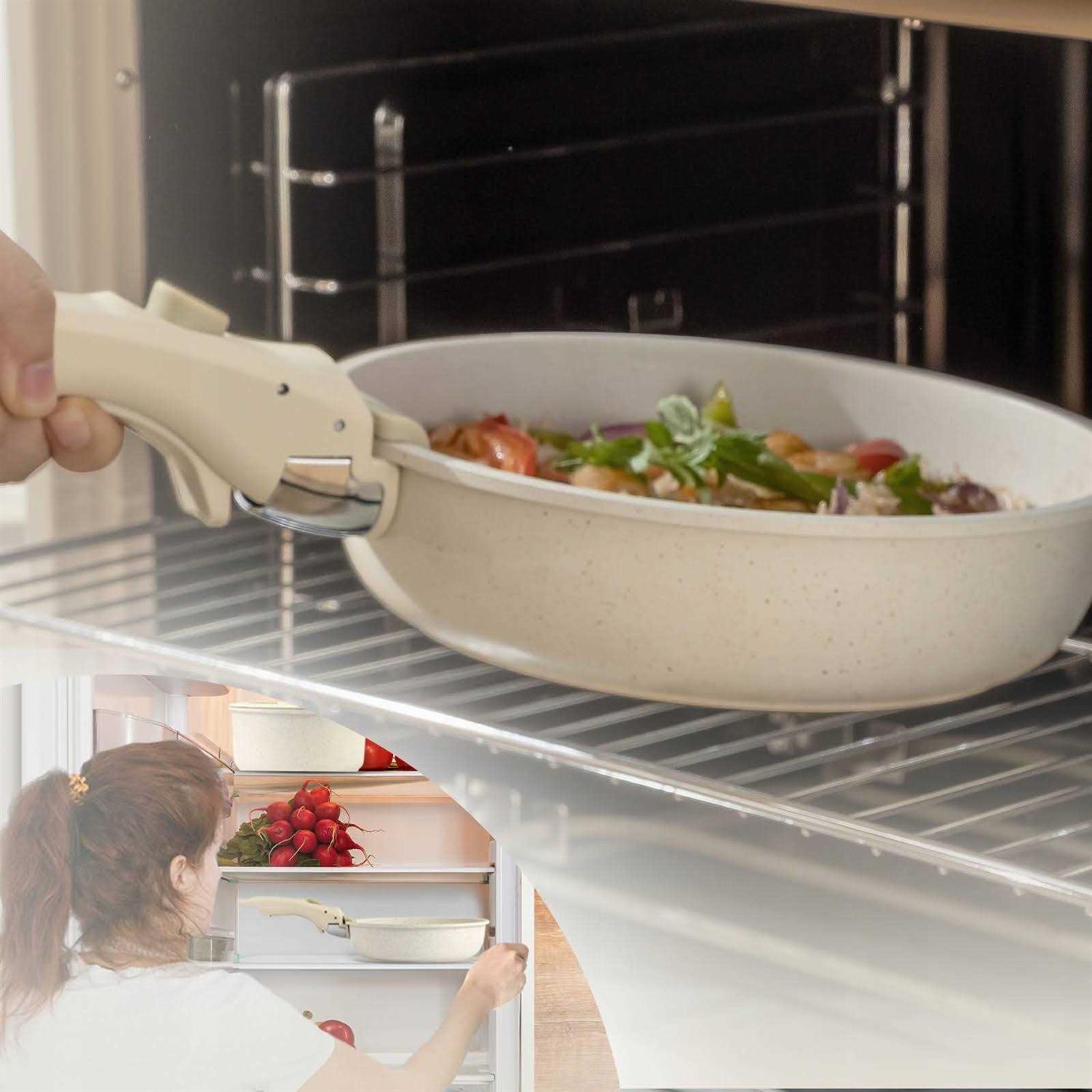 Carote Nonstick Cookware Sets with Detachable Handle, 5 Pcs Granite Non Stick Pots and Pans Set with Removable Handle Cookware - Image 4