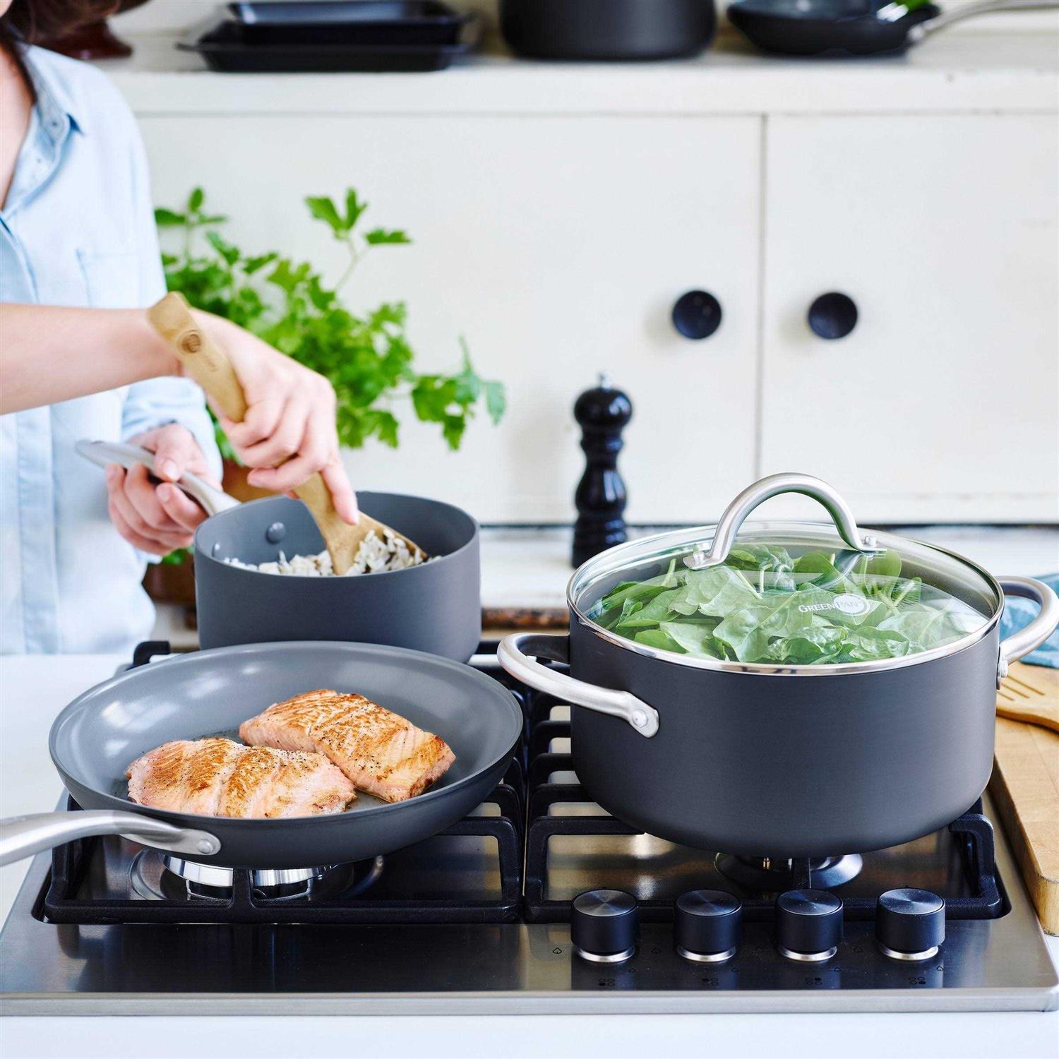 GreenPan Lima Aluminum Hard Anodized Healthy Ceramic Nonstick 18-Piece Cookware Set - Image 4