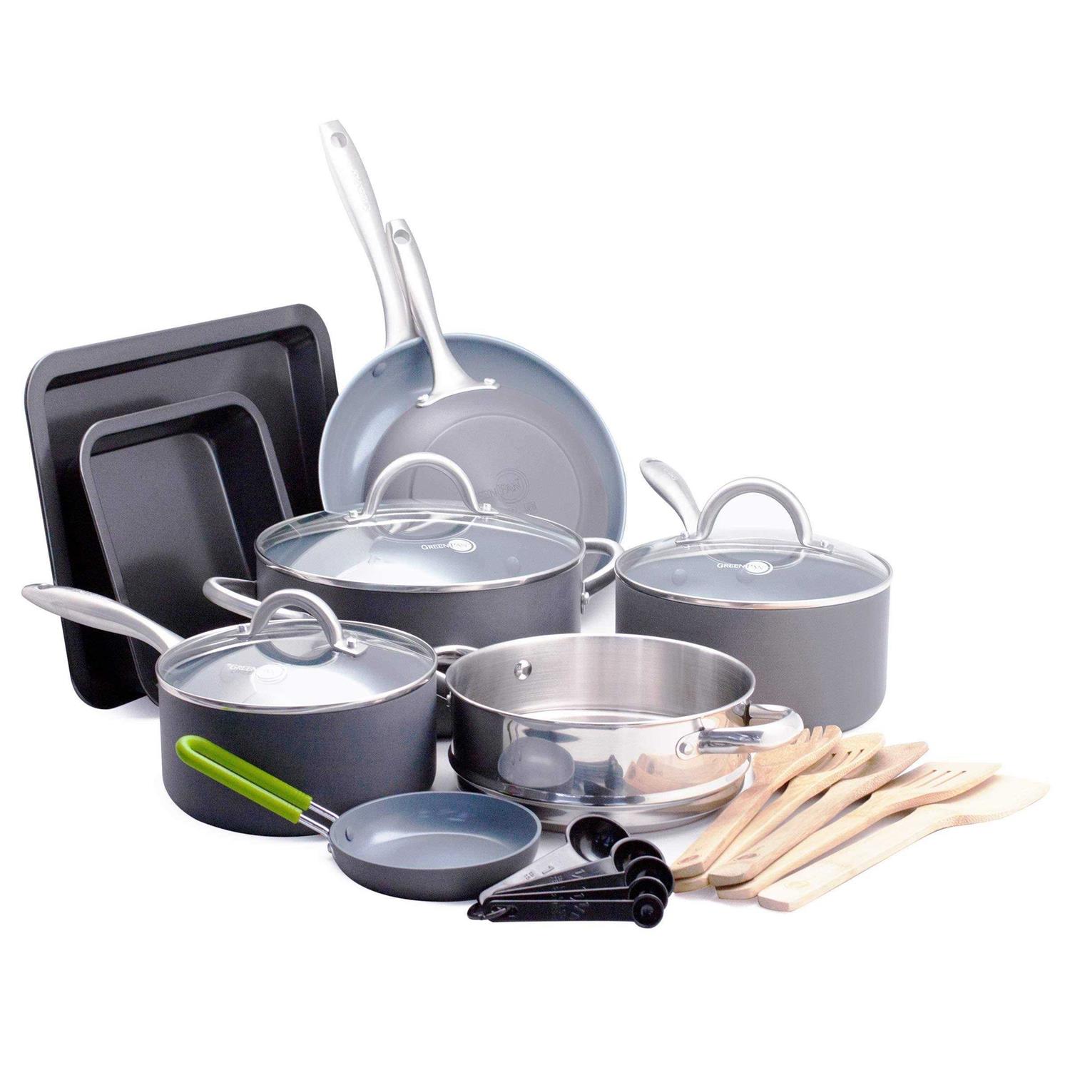 GreenPan Lima Aluminum Hard Anodized Healthy Ceramic Nonstick 18-Piece Cookware Set - Image 5