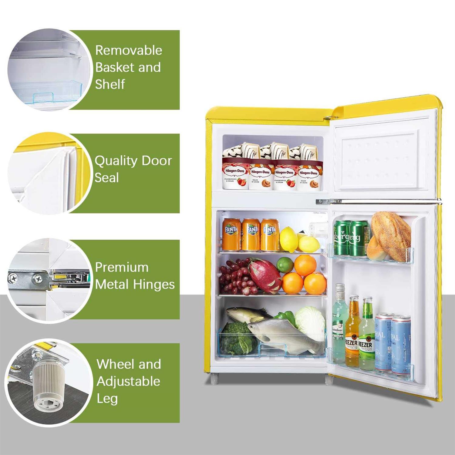 Wanai Compact Refrigerator 3.2 Cu.Ft Retro Fridge with Freezer 2 Door Mini Refrigerator - Image 3