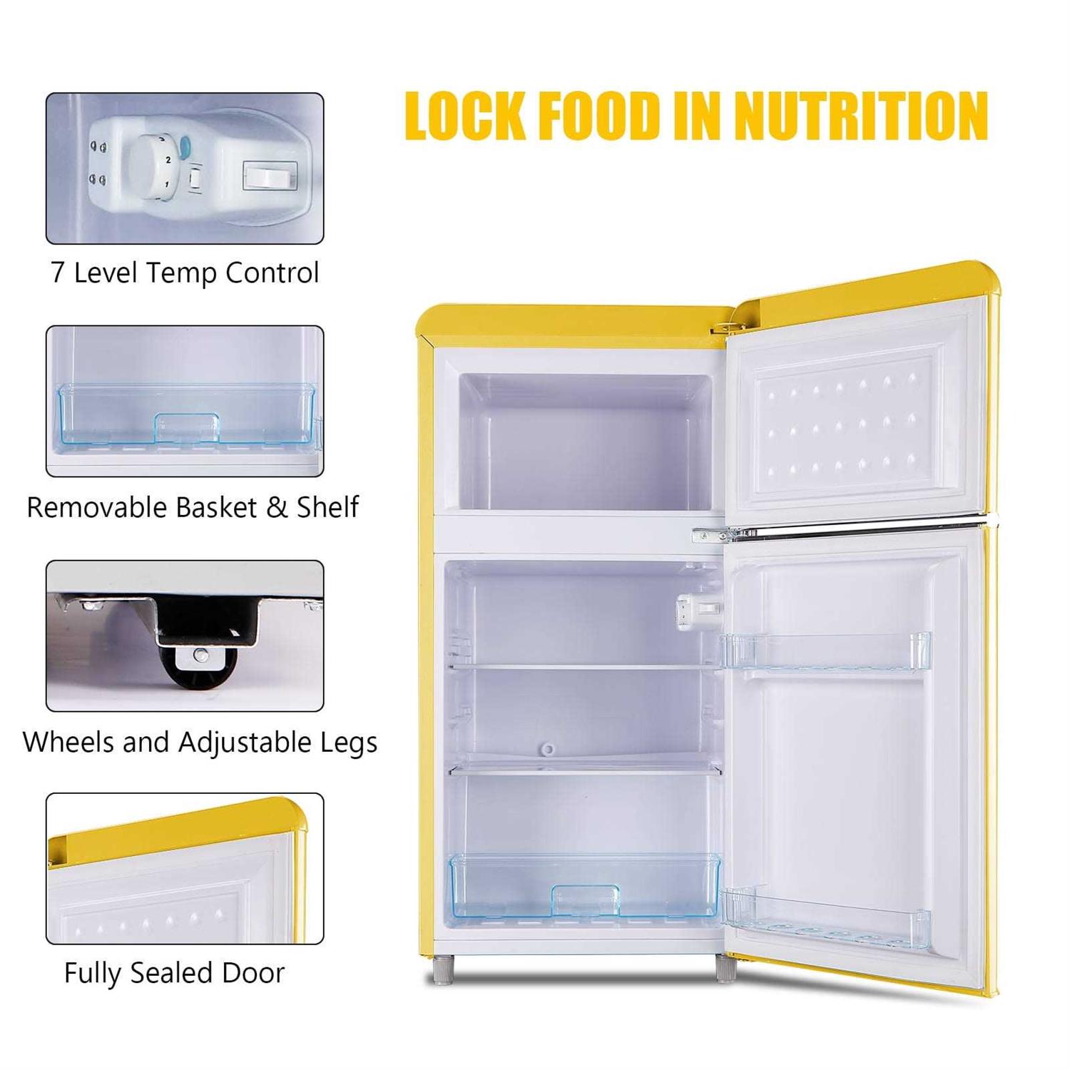 Wanai Compact Refrigerator 3.2 Cu.Ft Retro Fridge with Freezer 2 Door Mini Refrigerator - Image 4