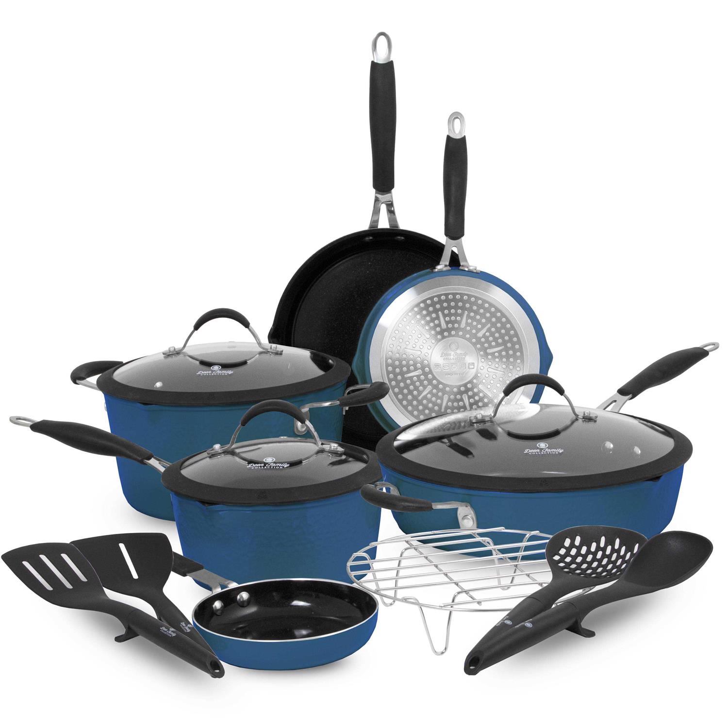 Paula Deen DFCW12SB Family 14 Piece Ceramic Non-Stick Cookware Set Savannah