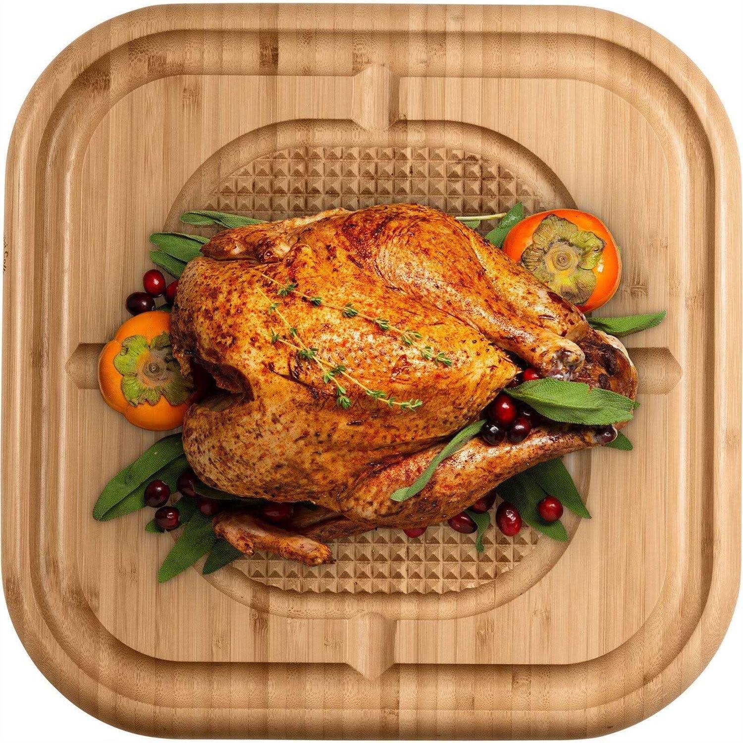 Bamboo Extra Large Cutting Board with Deep Juice Groove and Grips to Stabilizes While Carving - Image 4