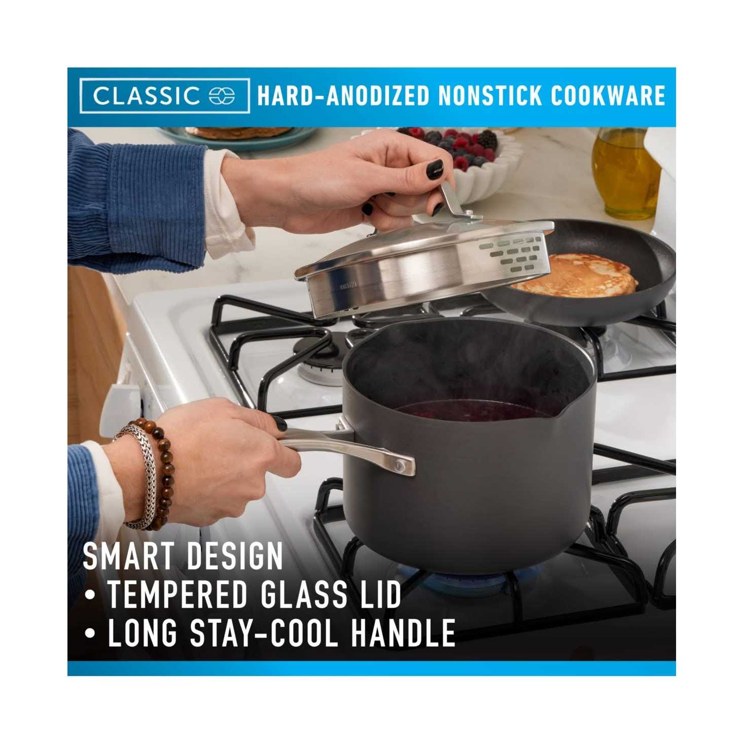 Calphalon Classic 3.5 Quart Hard Anodized Nonstick Cookware Sauce Pan with Lid - Image 3