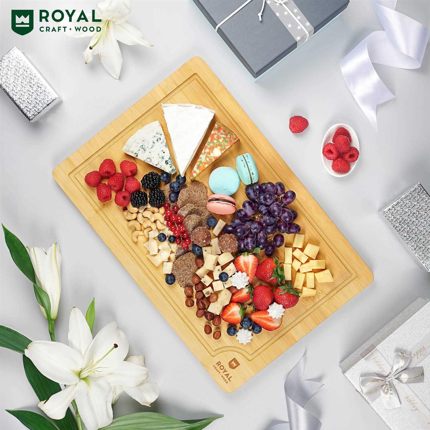 Royal Craft Wood Extra Large Organic Bamboo Cutting Board with Juice Groove - Image 2