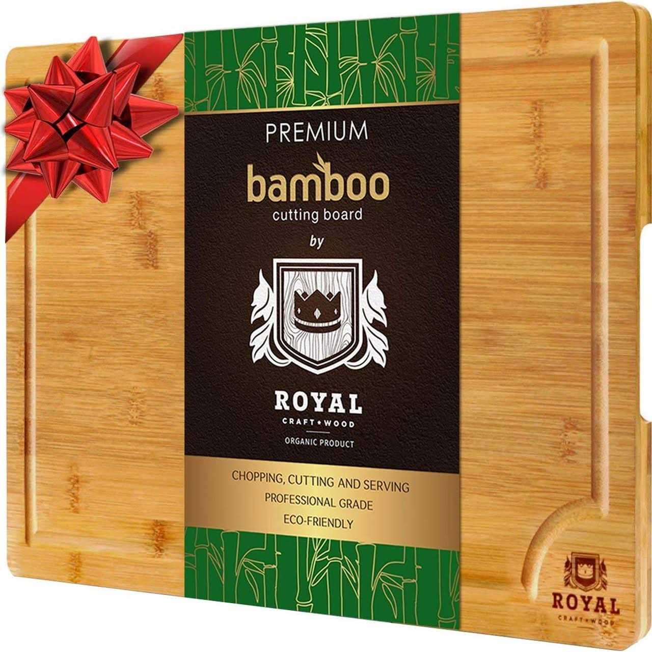 Royal Craft Wood Extra Large Organic Bamboo Cutting Board with Juice Groove - Image 4