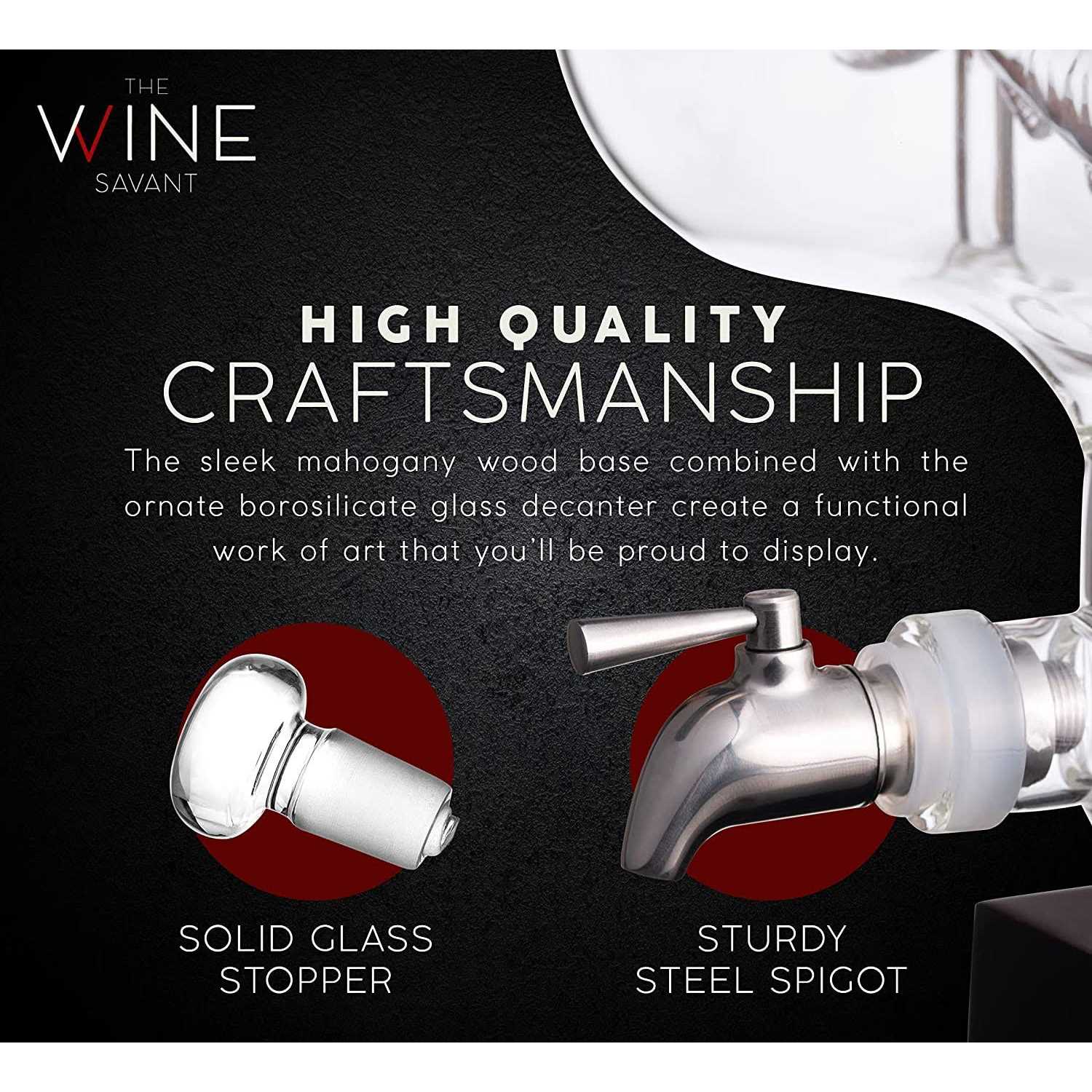 The Wine Savant Swordfish & Sailfish Wine &Whiskey Decanter Dispenser and 4 Liquor Glasses - Image 4