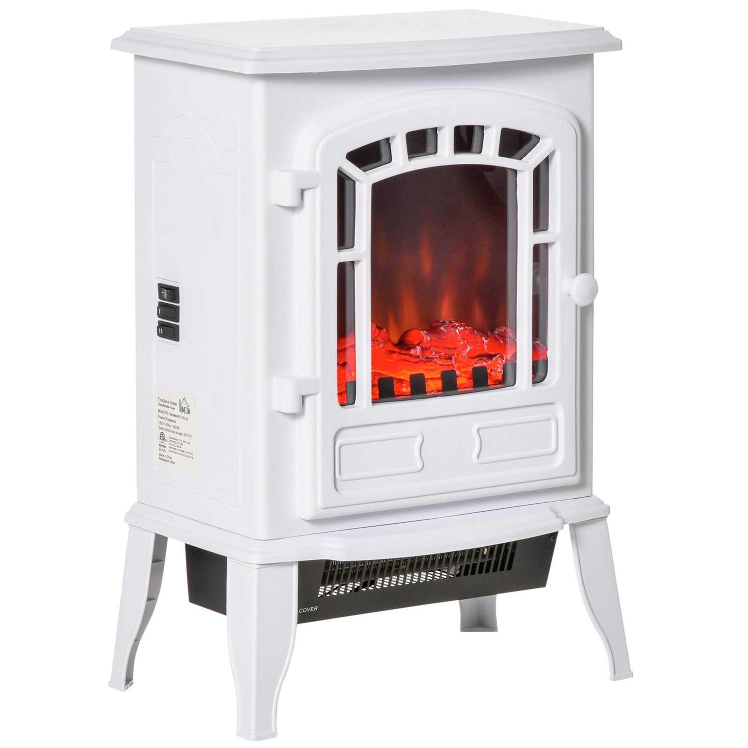 HOMCOM Free standing Electric Fireplace Stove Fireplace Heater with Realistic Flame Effect - Image 3