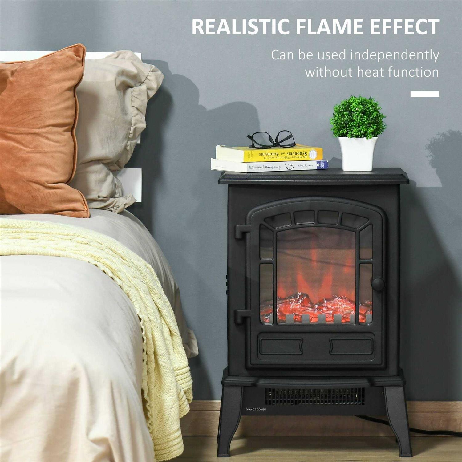 HOMCOM Free standing Electric Fireplace Stove Fireplace Heater with Realistic Flame Effect - Image 4