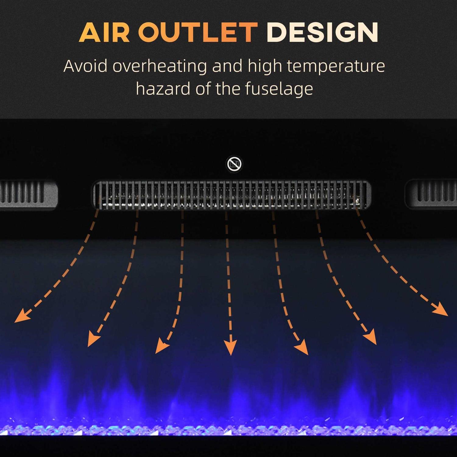 HOMCOM 1500W Recessed and Wall Mounted Electric Fireplace Inserts with Remote, Adjustable Flame Color and Brightness - Image 4