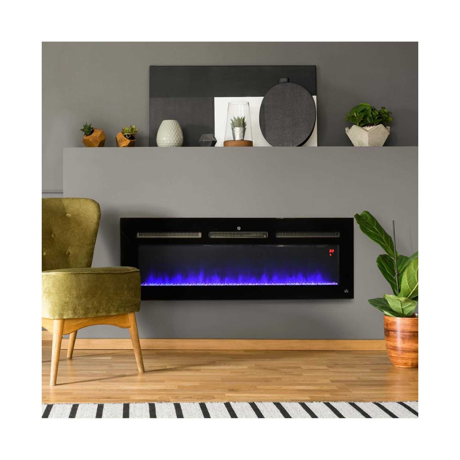 HOMCOM 1500W Recessed and Wall Mounted Electric Fireplace Inserts with Remote, Adjustable Flame Color and Brightness - Image 3