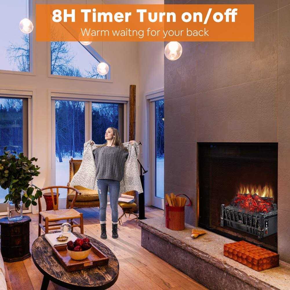 LIFEPLUS Electric Fireplace Log Set Heater with Realistic Flame Effect with Ember Bed Remote Control Overheating Protection for Indoor Use 8H Timer - Image 4