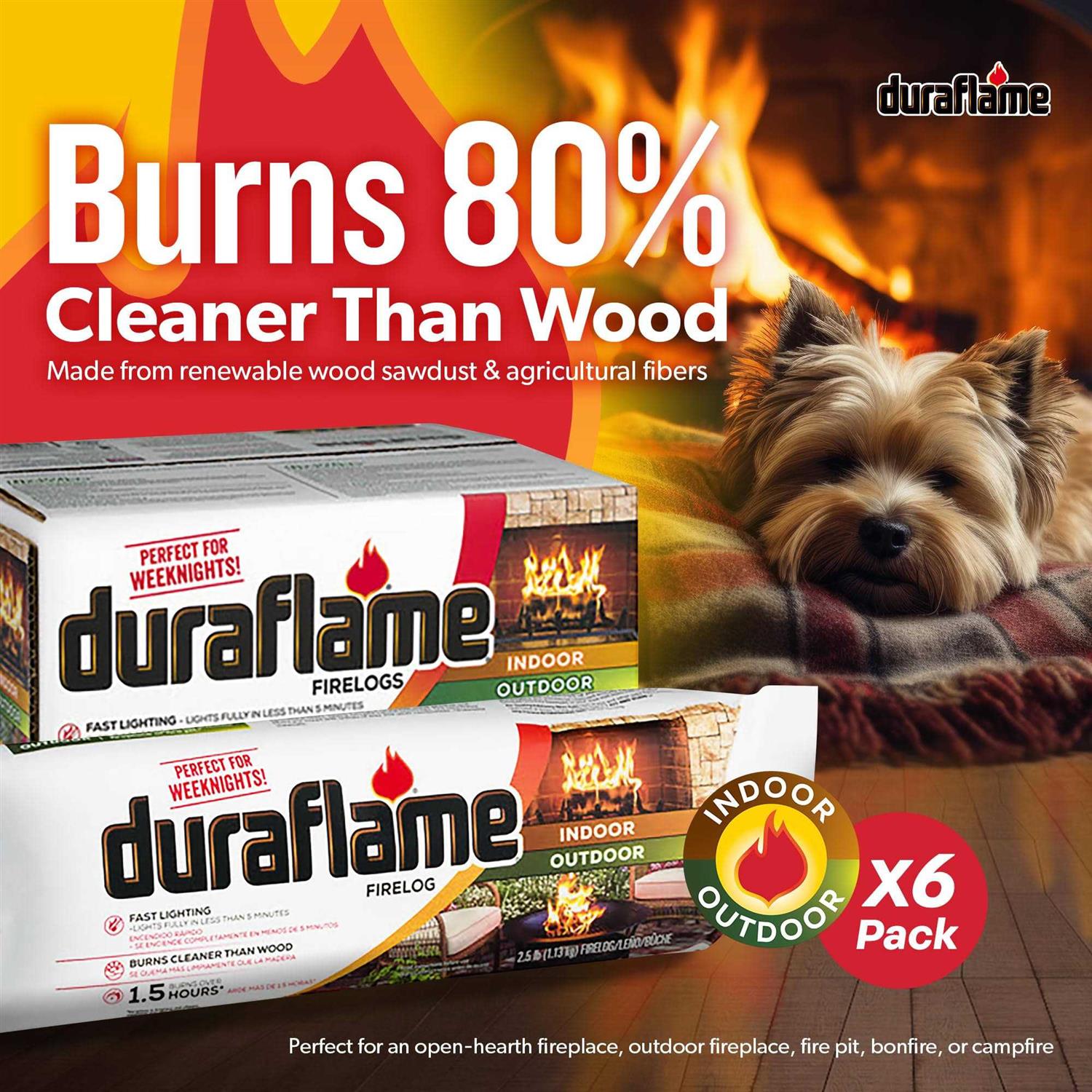 Duraflame 2.5lb 1.5-hr Firelog, 6 Pack - Image 3
