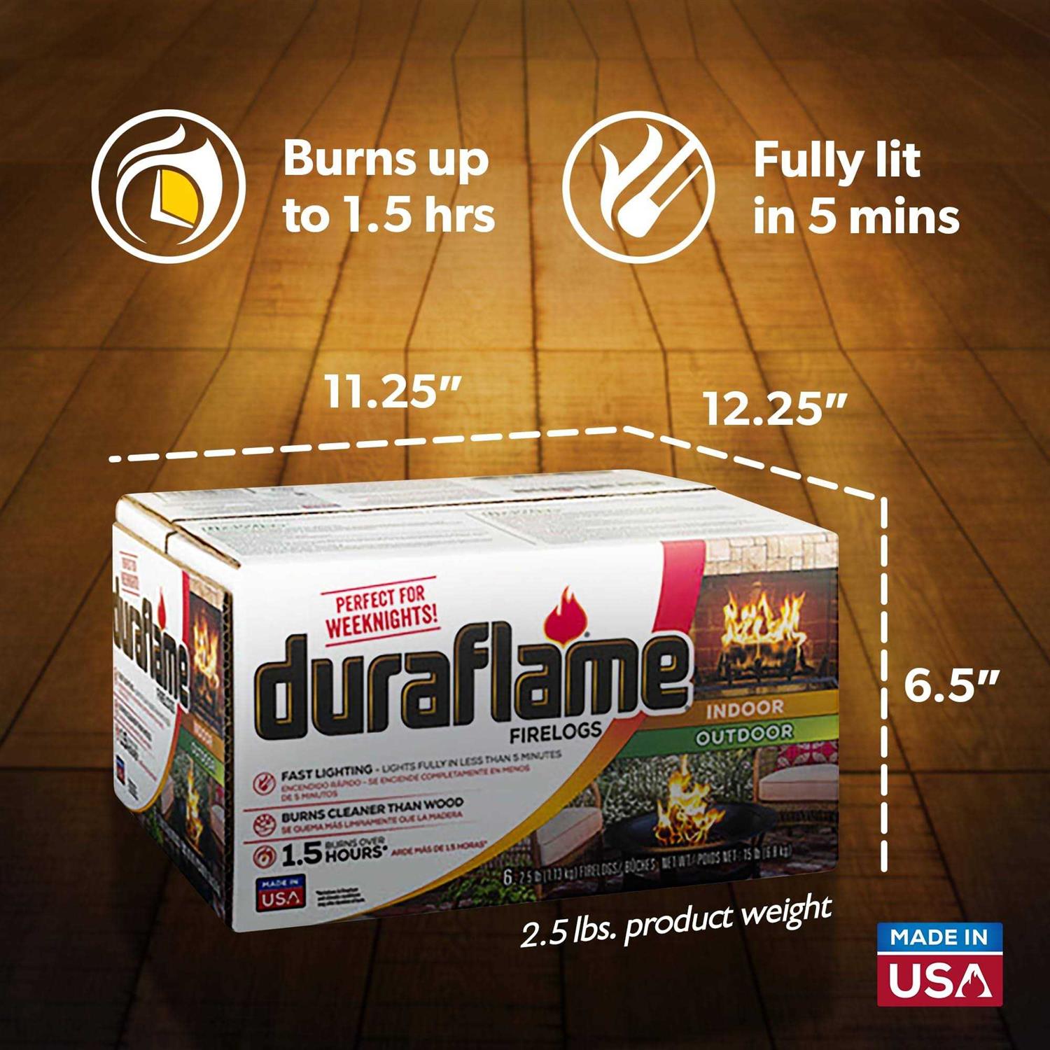 Duraflame 2.5lb 1.5-hr Firelog, 6 Pack - Image 4