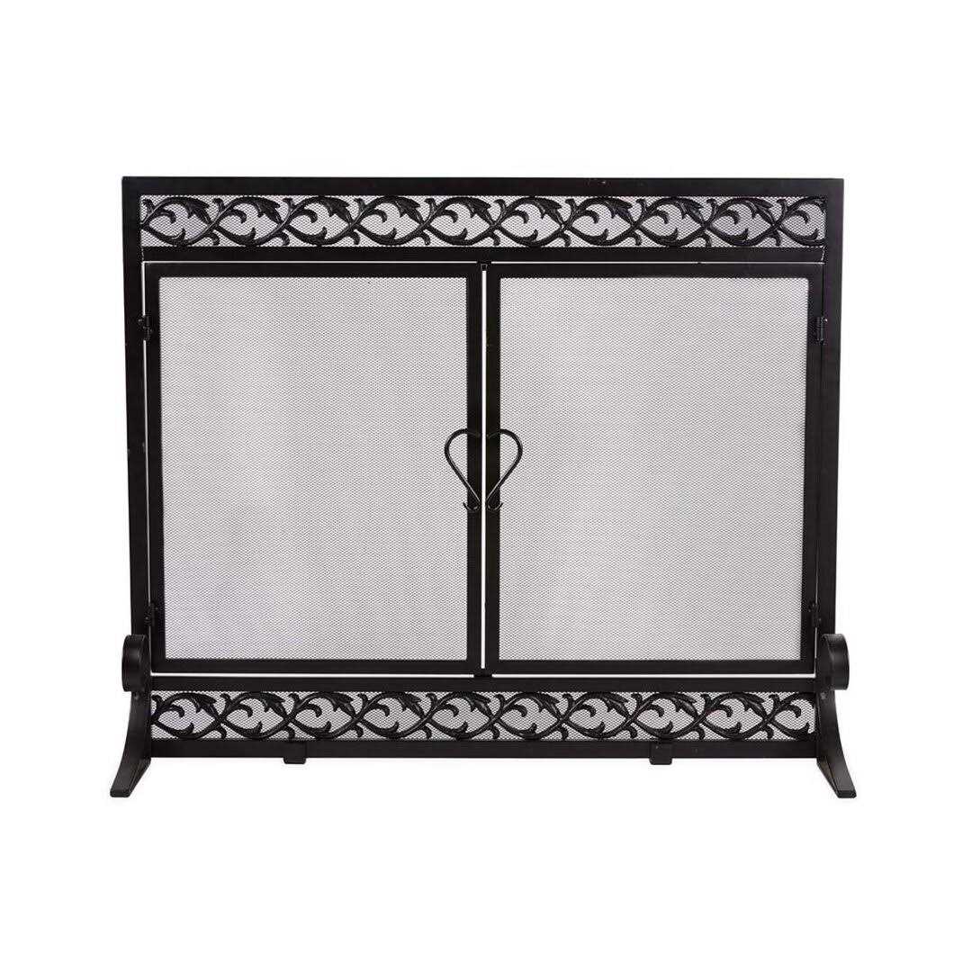 Plow & Hearth Small Cast Iron Scrollwork Fireplace Fire Screen with Doors - Image 4