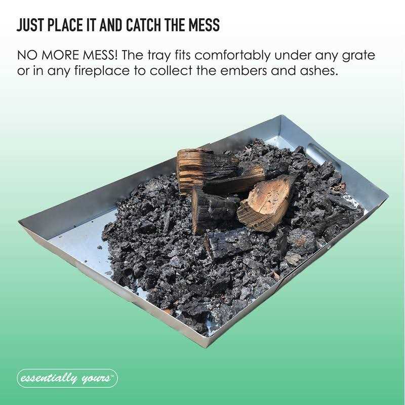Essentially Yours Adjustable Fireplace Tray Stainless Steel Ember Holder Pan - Image 3
