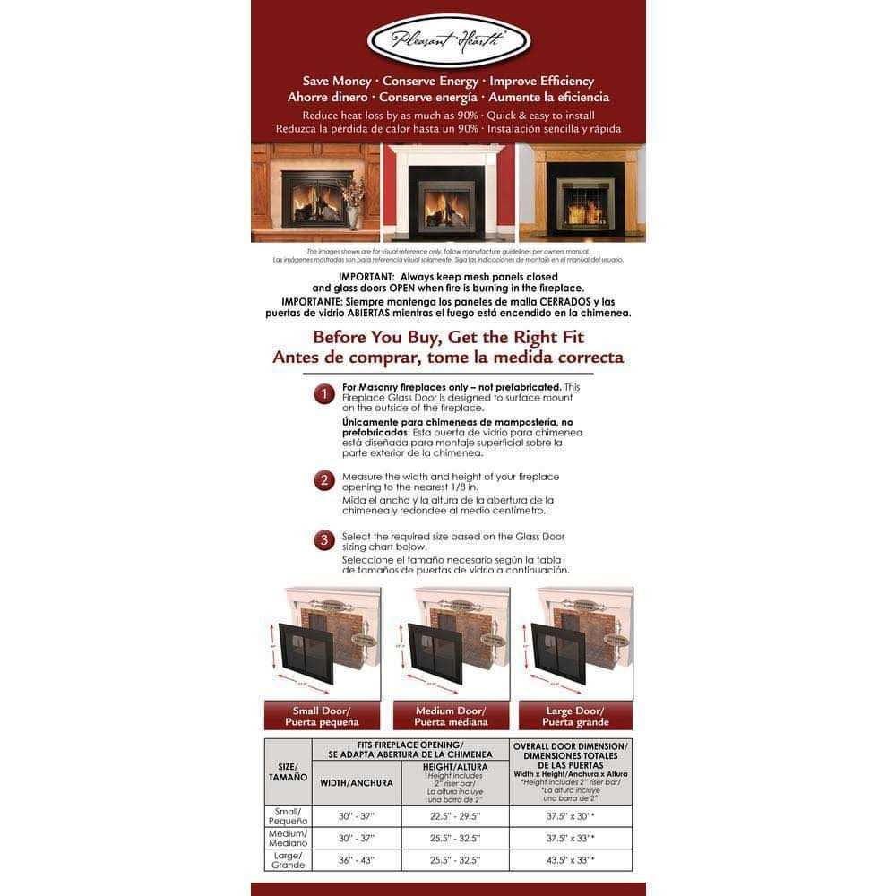 Pleasant Hearth Arrington Large Glass Fireplace Doors AR-1022 - Image 3