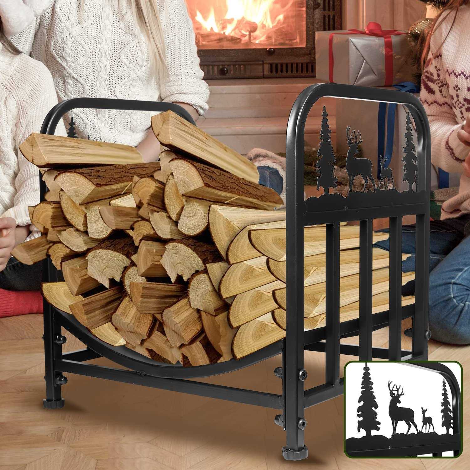 Firewood Rack Outdoor-Heavy Duty Indoor Wood Storage Black Powder Coated Steel Log Rack Wood Holder for Fireplace,Patio - Image 3