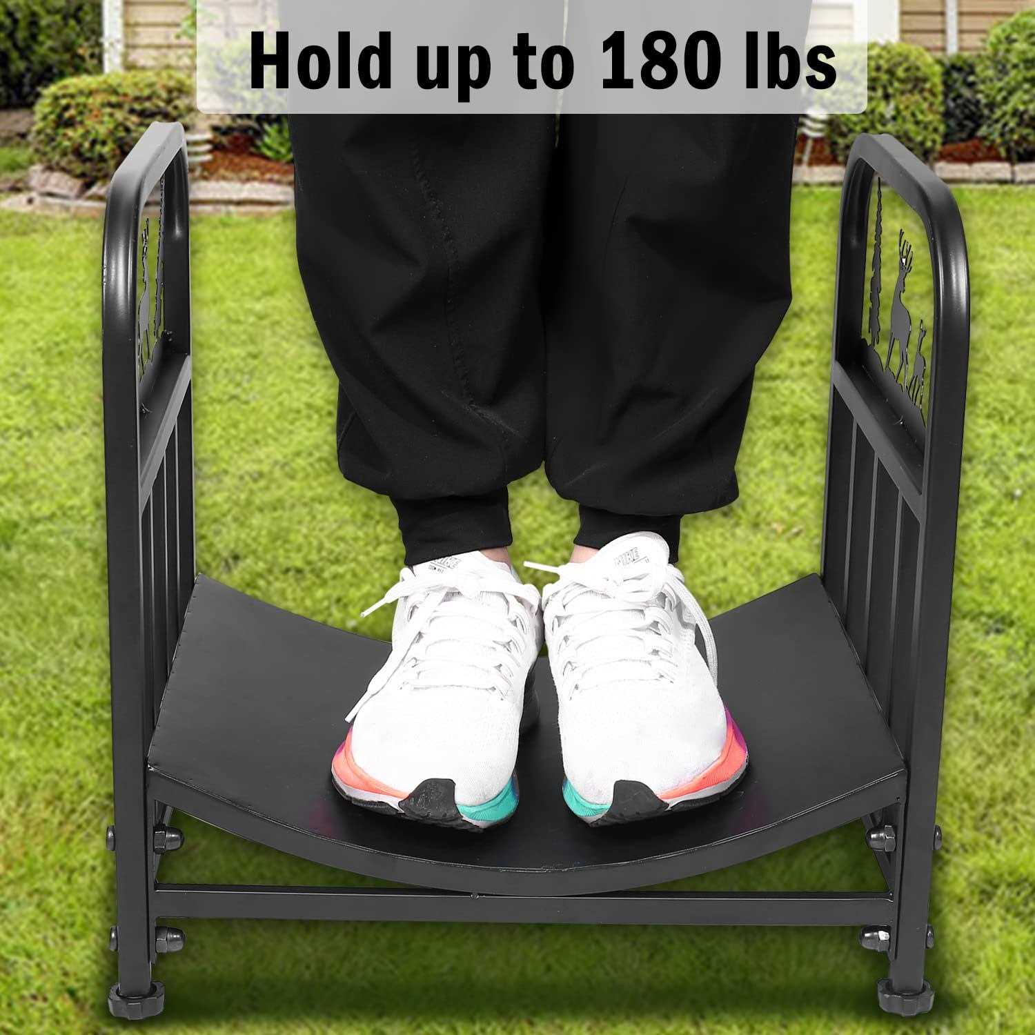 Firewood Rack Outdoor-Heavy Duty Indoor Wood Storage Black Powder Coated Steel Log Rack Wood Holder for Fireplace,Patio - Image 4