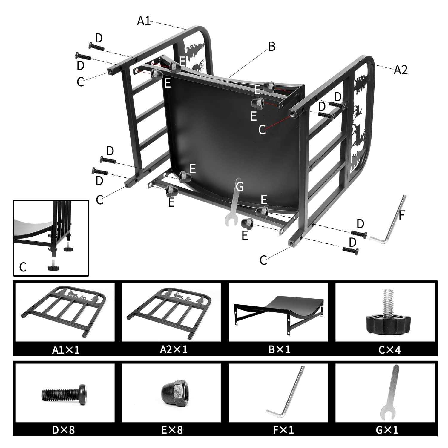 Firewood Rack Outdoor-Heavy Duty Indoor Wood Storage Black Powder Coated Steel Log Rack Wood Holder for Fireplace,Patio - Image 5