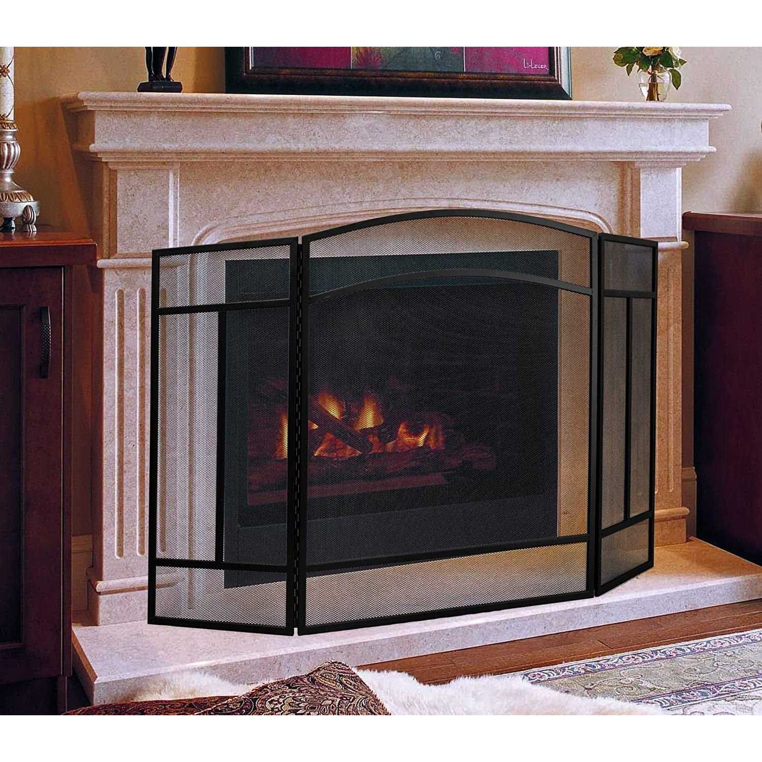 Fire Beauty Fireplace Screen 3 Panel Wrought Iron 48 x 29 Spark Guard Cover - Image 4