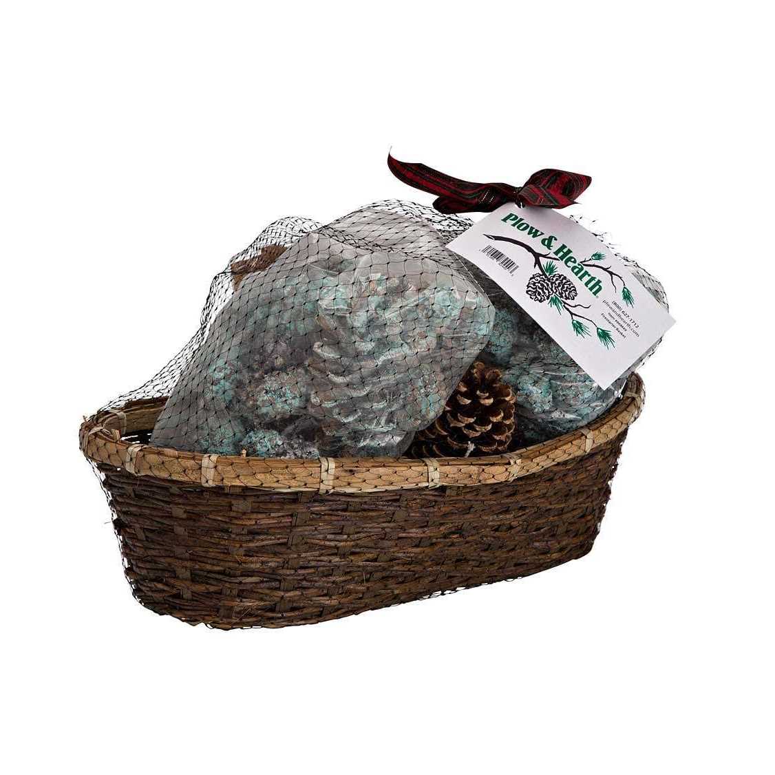 Plow & Hearth Fire Starter Gift Basket with Fatwood, Color Cones and Wax Cones - Image 3