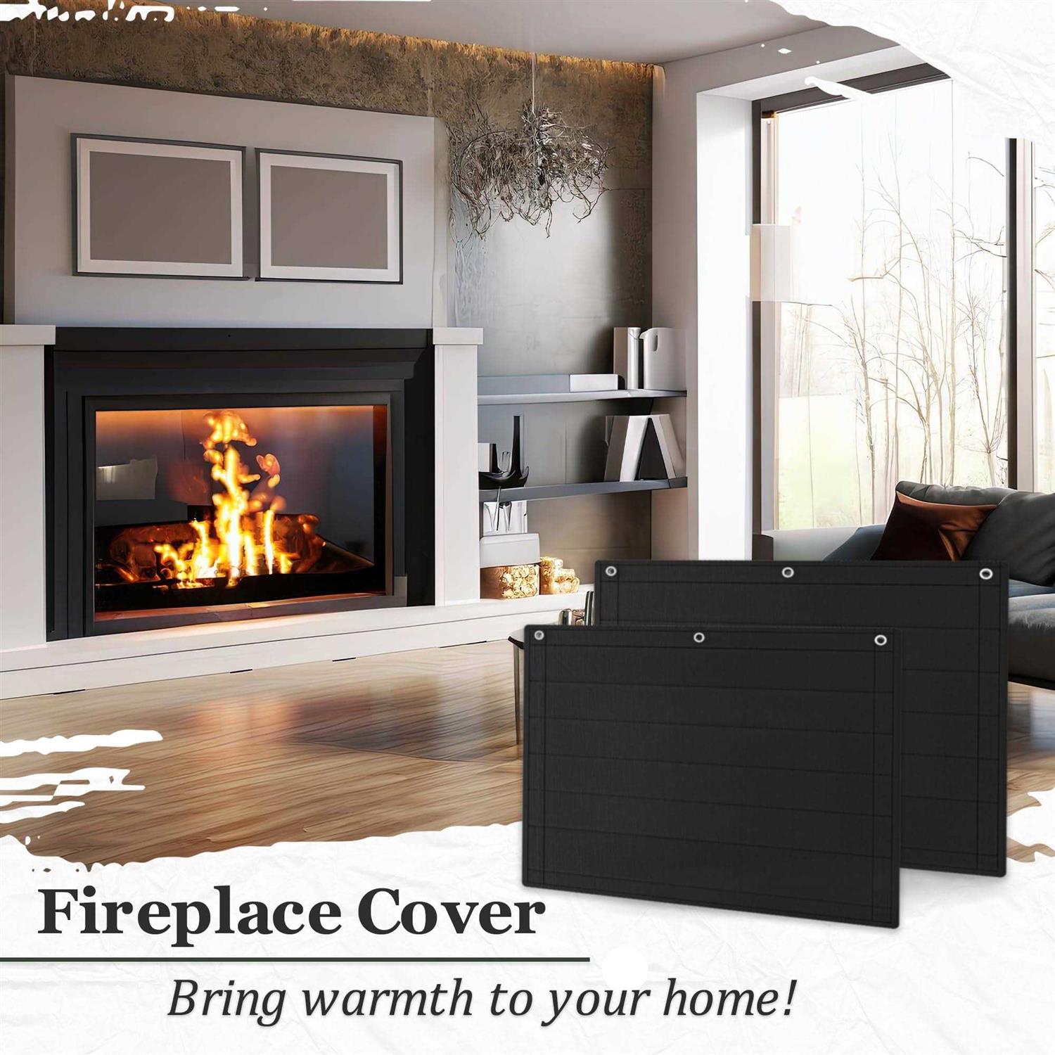 Fireplace Cover,Fireplace Draft Stopper Black Fireplace Blanket for Heat Loss & Save Energy - Image 3
