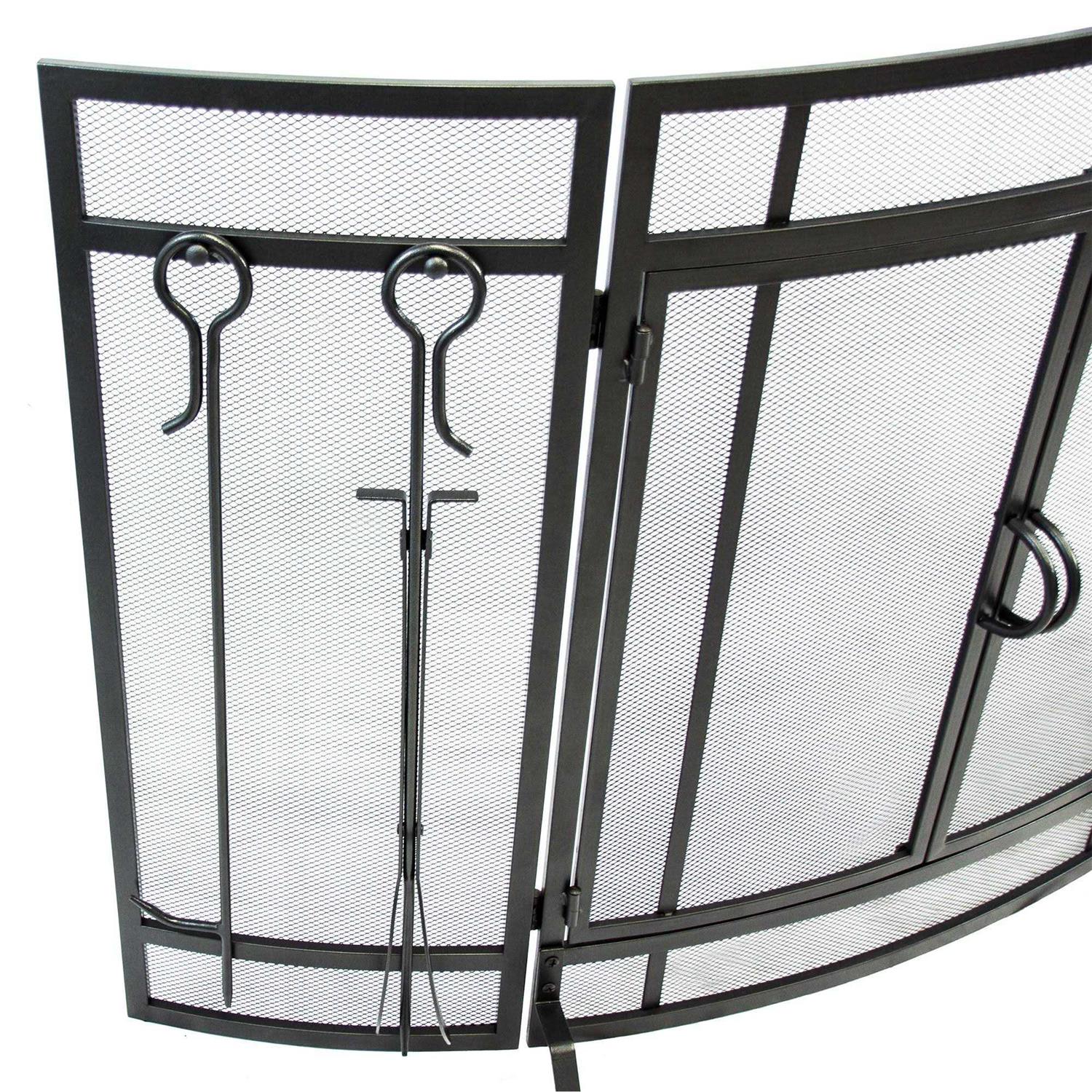 Pleasant Hearth Curved Fireplace Screen with Tools - Image 3