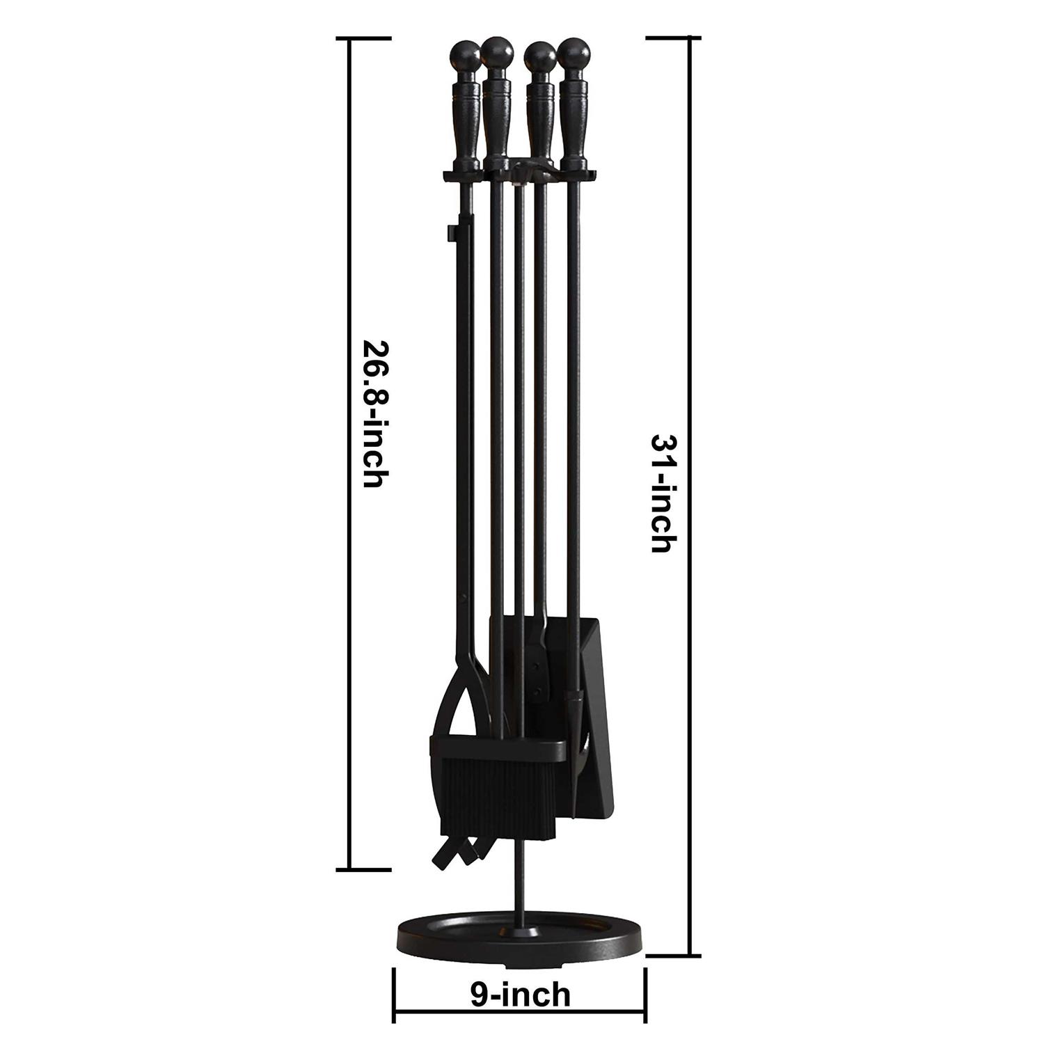 Fire Beauty 5 Pieces Fireplace Tools Set Wrought Iron Fire Place Pit Poker Holder - Image 5