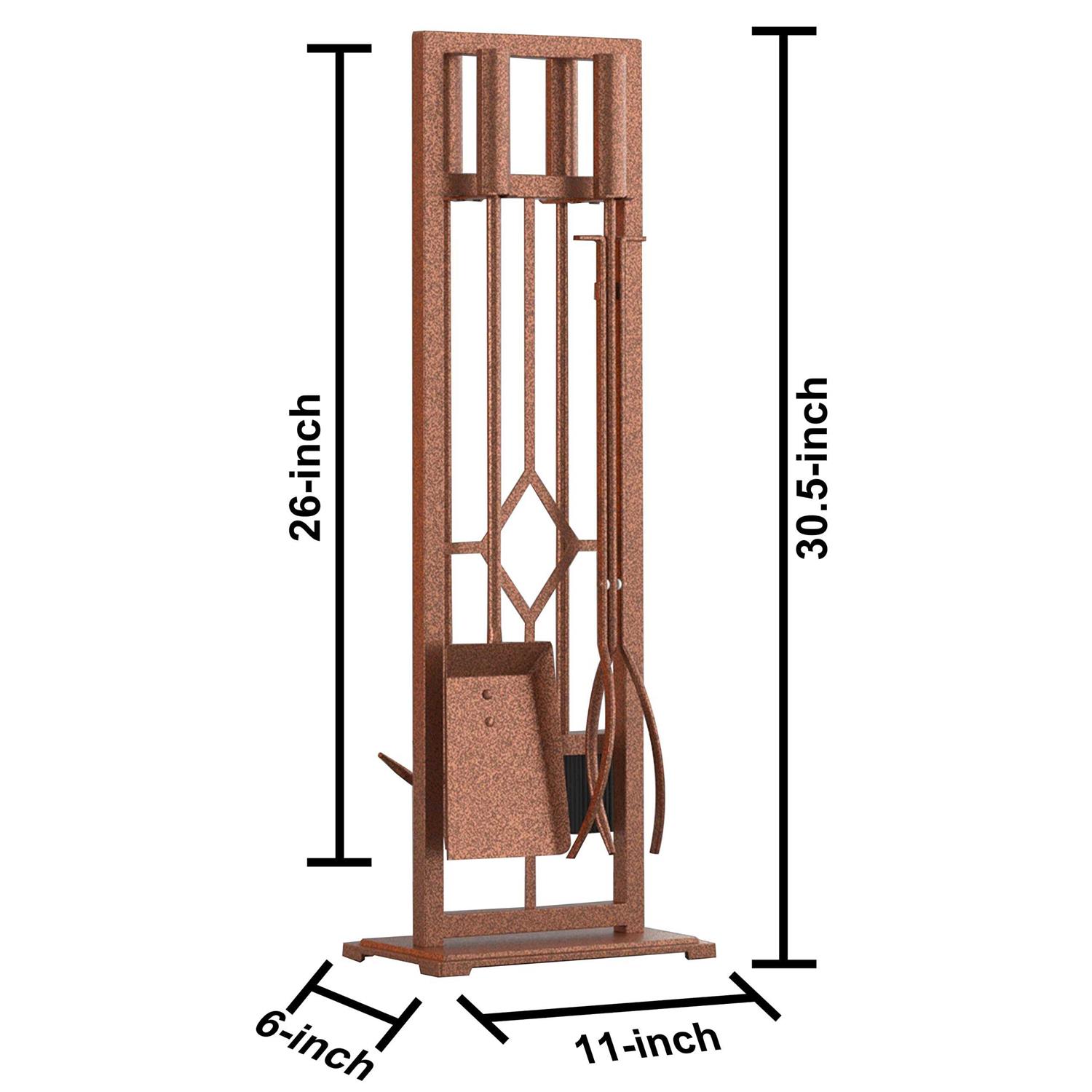 Fire Beauty 5 Pieces Fireplace Tools Set Wrought Iron Fire Place Pit Poker Holder - Image 5