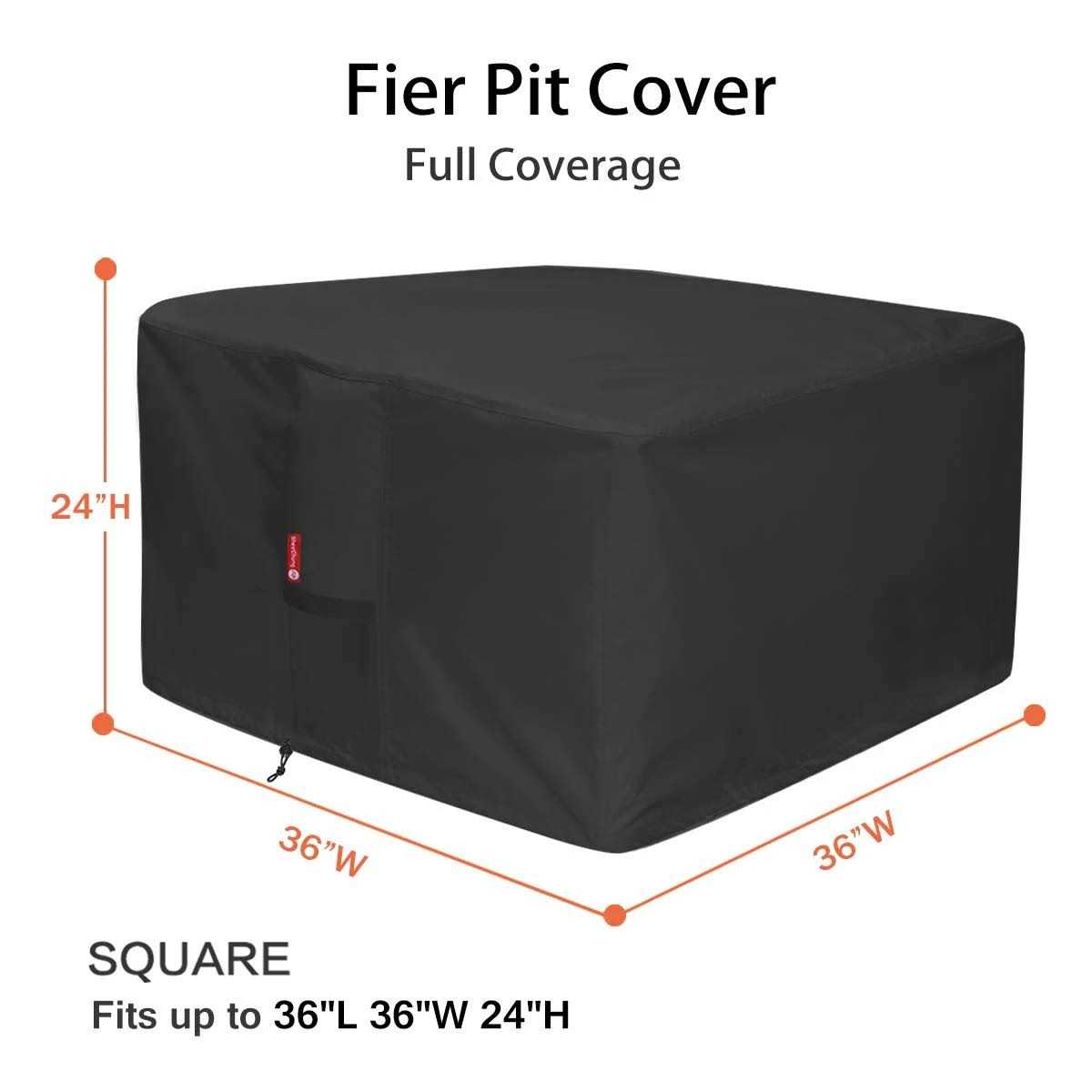 SheeChung Gas Fire Pit Cover Square Premium Patio Outdoor Cover Heavy Duty Fabric With Pvc Coating,100% Waterproof,Fits - Image 3