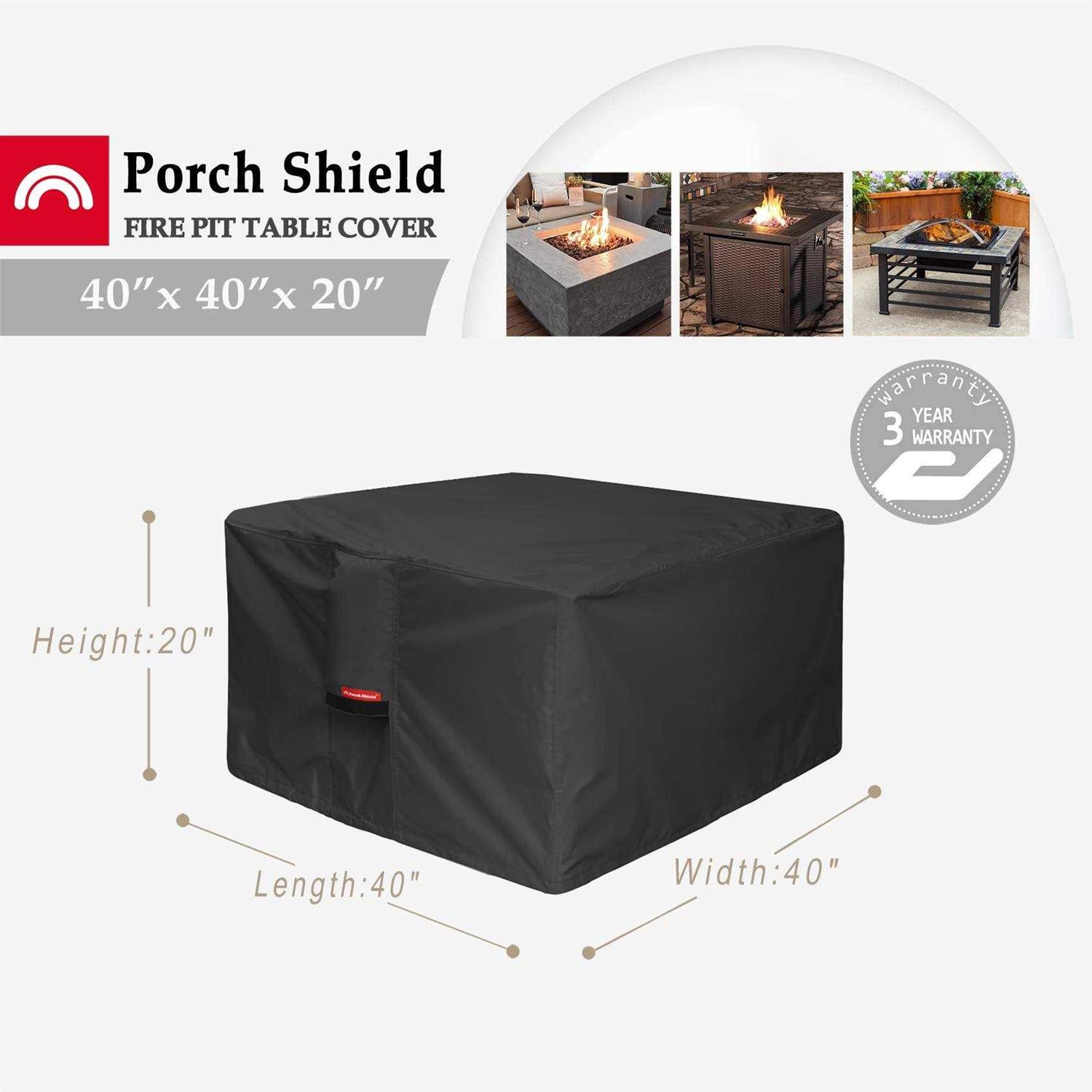 Porch Shield Fire Pit Cover Waterproof 600d Heavy Duty Square Patio Fire Pit Table Cover - Image 3