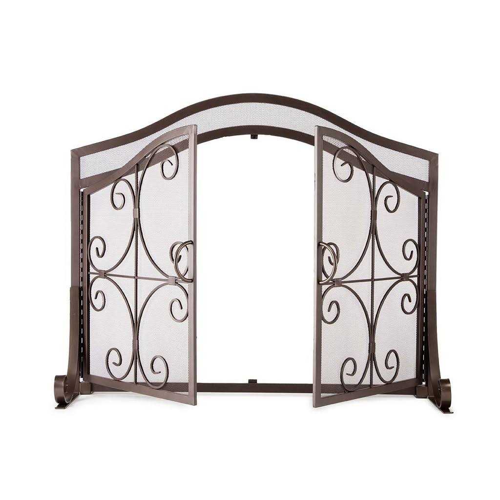 Plow & Hearth Large Crest Fireplace Screen With Doors - Image 3