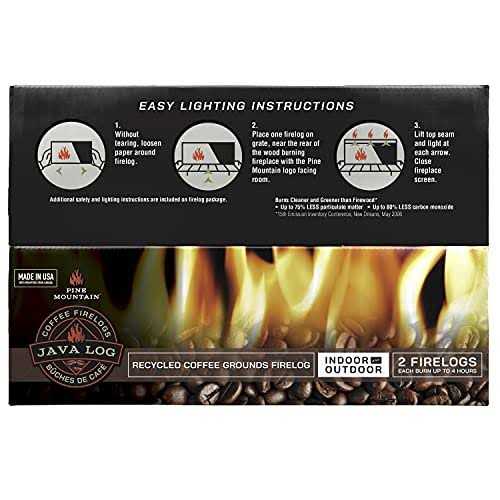 Pine Mountain Java Log Recycled Coffee Grounds 4-Hour Firelog Long Burning Firelog for Campfire - Image 4