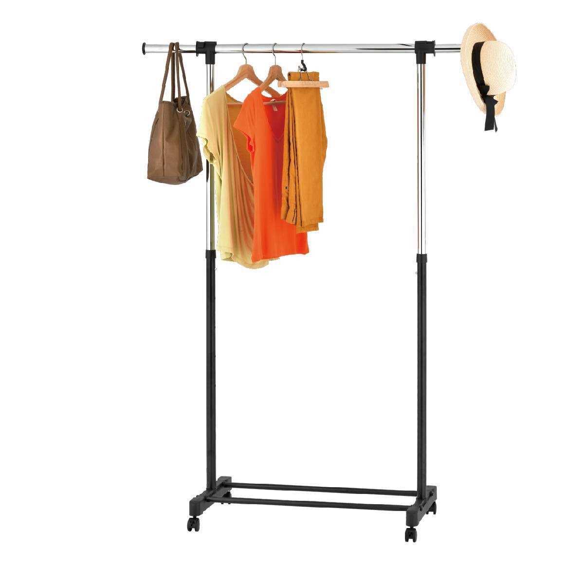 Room Essentials Adjustable Single Rod Garment Rack Black - Image 2