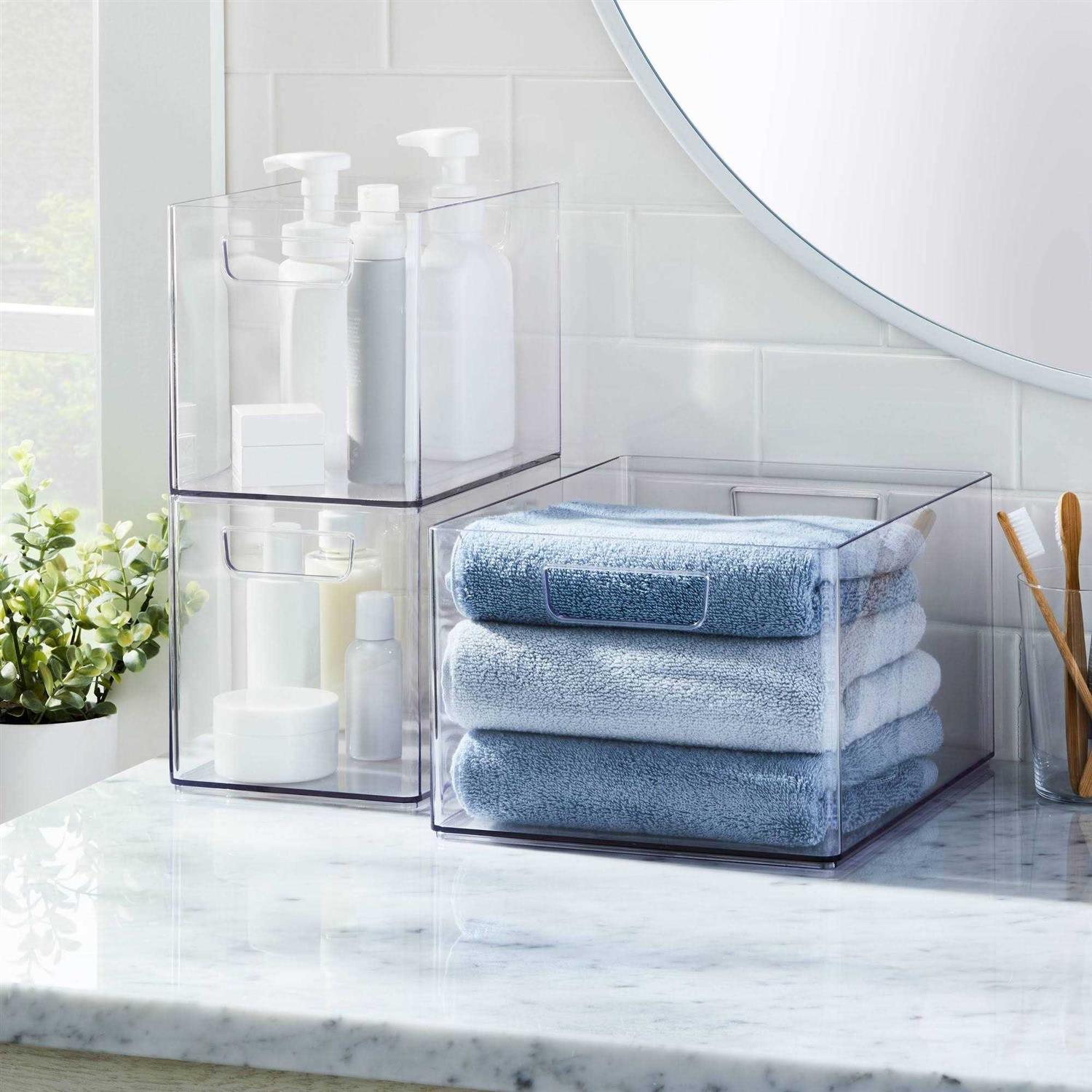 Brightroom Bathroom Organizer Bin with Handles Clear - Image 4