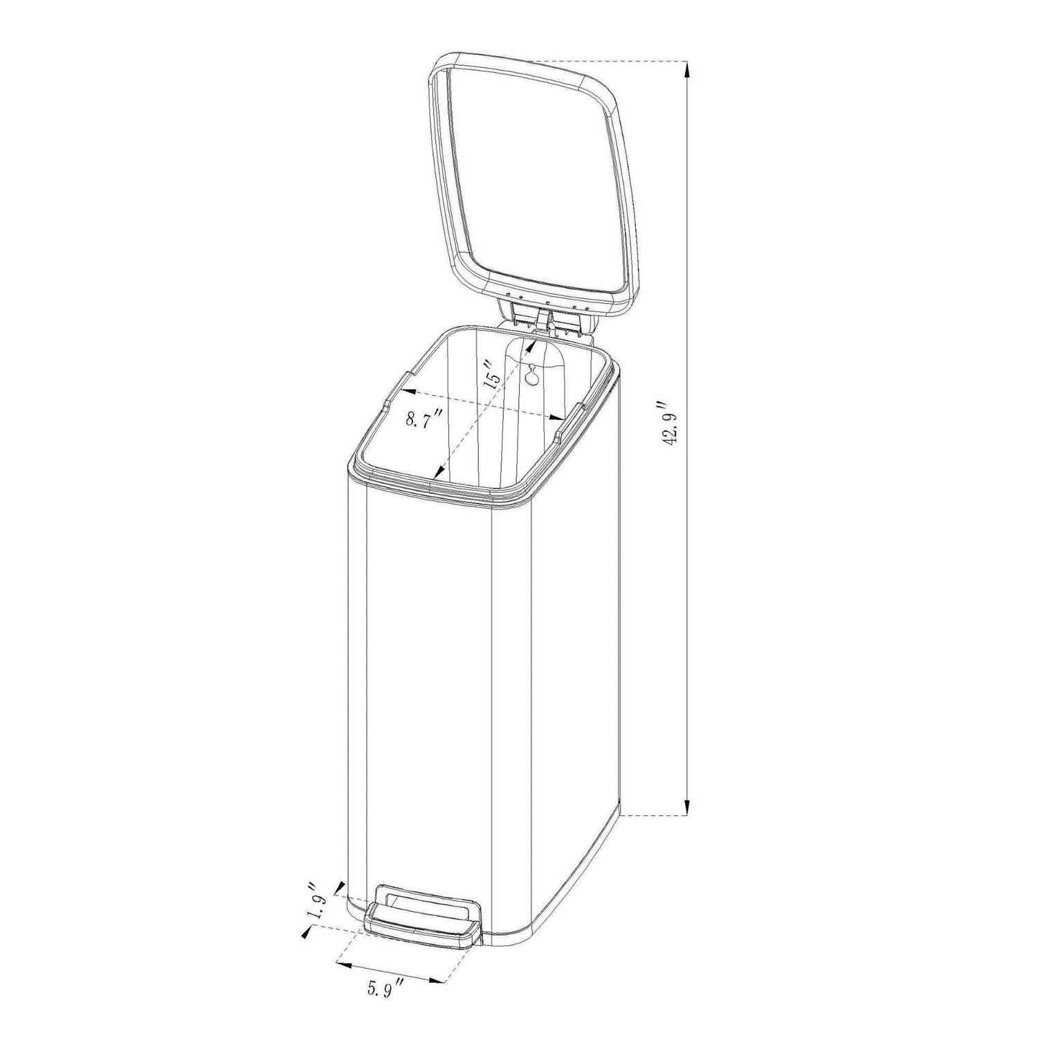 Brightroom 45L Slim Step Trash Can - Image 4