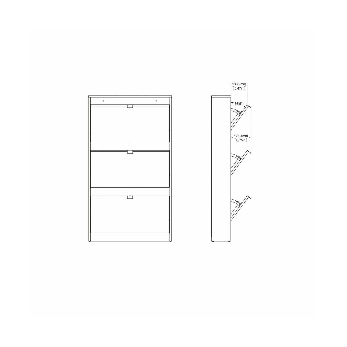 Tvilum Bright 3 Drawer Shoe Cabinet - Image 5