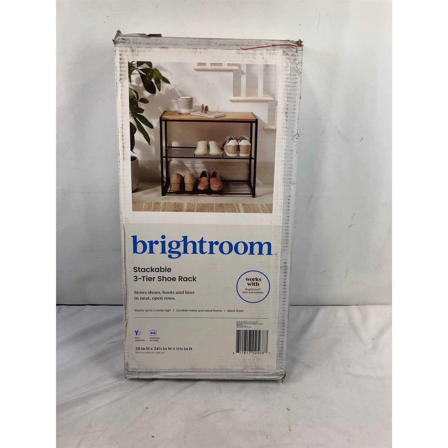 Brightroom 4 Tier Shoe Rack Black Metal with Natural Wood - Image 5