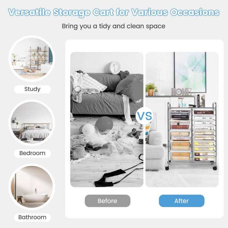 Costway 15 Drawer Rolling Organizer Cart Storage Tools Scrapbook Paper - Image 2