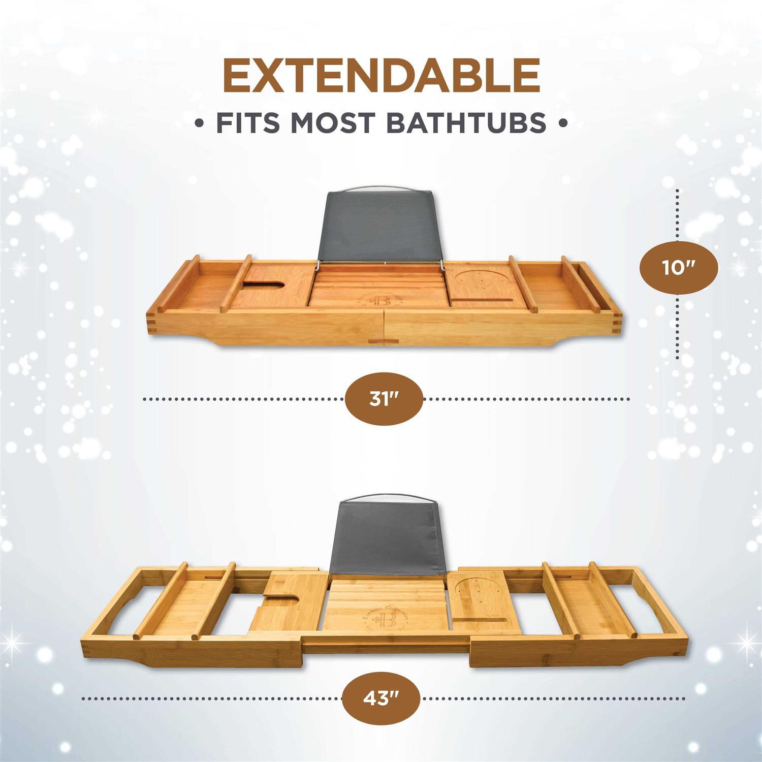 Bambusi Luxury Bamboo Bathtub Caddy Tray - Image 4